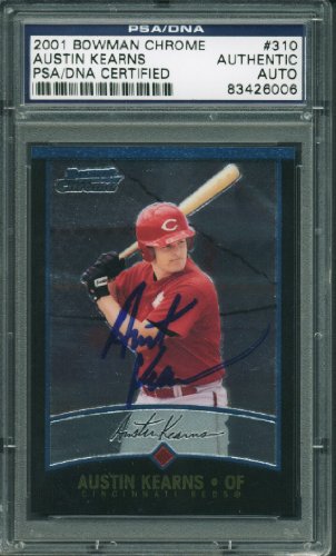 Reds Austin Kearns Authentic Signed Card 2001 Bowman Chrome Rc #310 PSA Slabbed