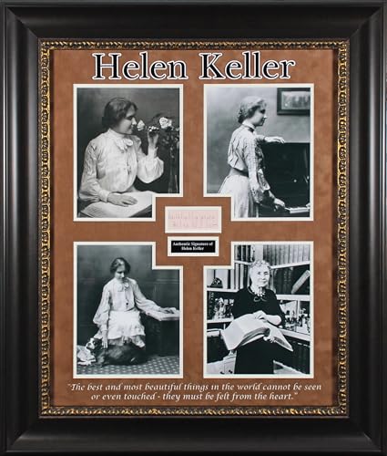 Helen Keller "Faithfully Yours" Signed & Framed 1.5x3.5 Cut BAS #AC26843