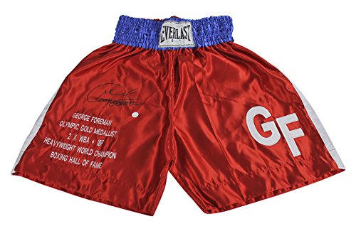 George Foreman Authentic Signed Red Everlast Boxing Trunks BAS #C54656
