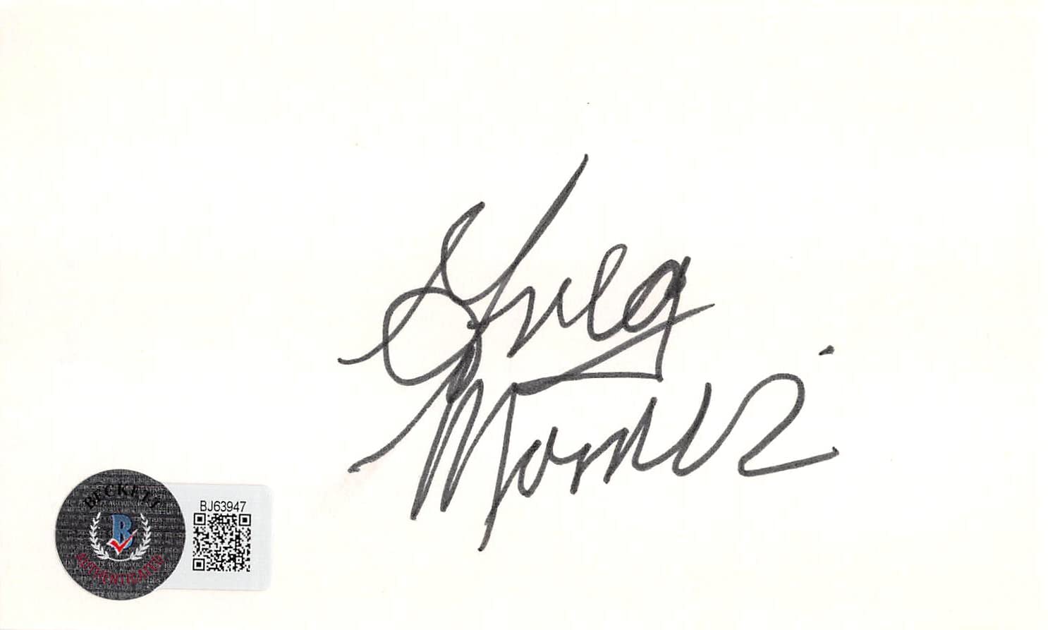 Greg Morris Mission: Impossible Authentic Signed 3x5 Index Card BAS #BJ63947