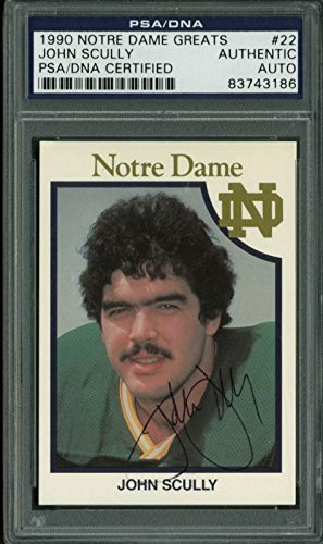 Notre Dame John Scully Signed Card 1990 Notre Dame Greats #22 PSA/DNA Slabbed