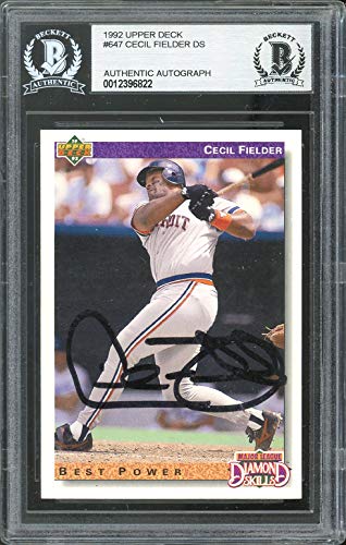 Tigers Cecil Fielder Authentic Signed 1992 Upper Deck #647 Card BAS Slabbed