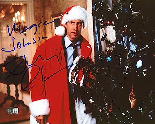 Chevy Chase Christmas Vacation "Magic Johnson" Signed 11x14 Photo BAS Witnessed