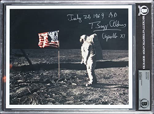 Edwin Buzz Aldrin "1969 AD Apollo XI" Authentic Signed 8x10 B&W Photo BAS Slab