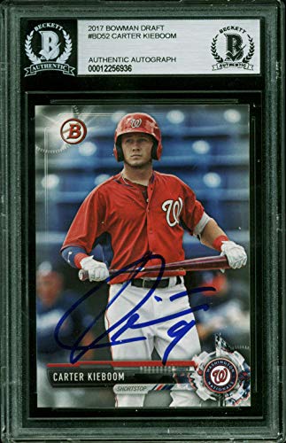 Nationals Carter Kieboom Signed 2017 Bowman Draft #BD52 Card BAS Slabbed