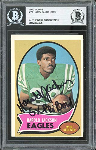 Eagles Harold Jackson "5X Pro Bowl" Signed 1970 Topps #72 Card BAS Slabbed