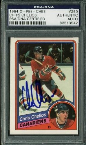 Canadiens Chris Chelios Signed Card 1984 O-Pee-Chee Rc #259 PSA/DNA Slabbed