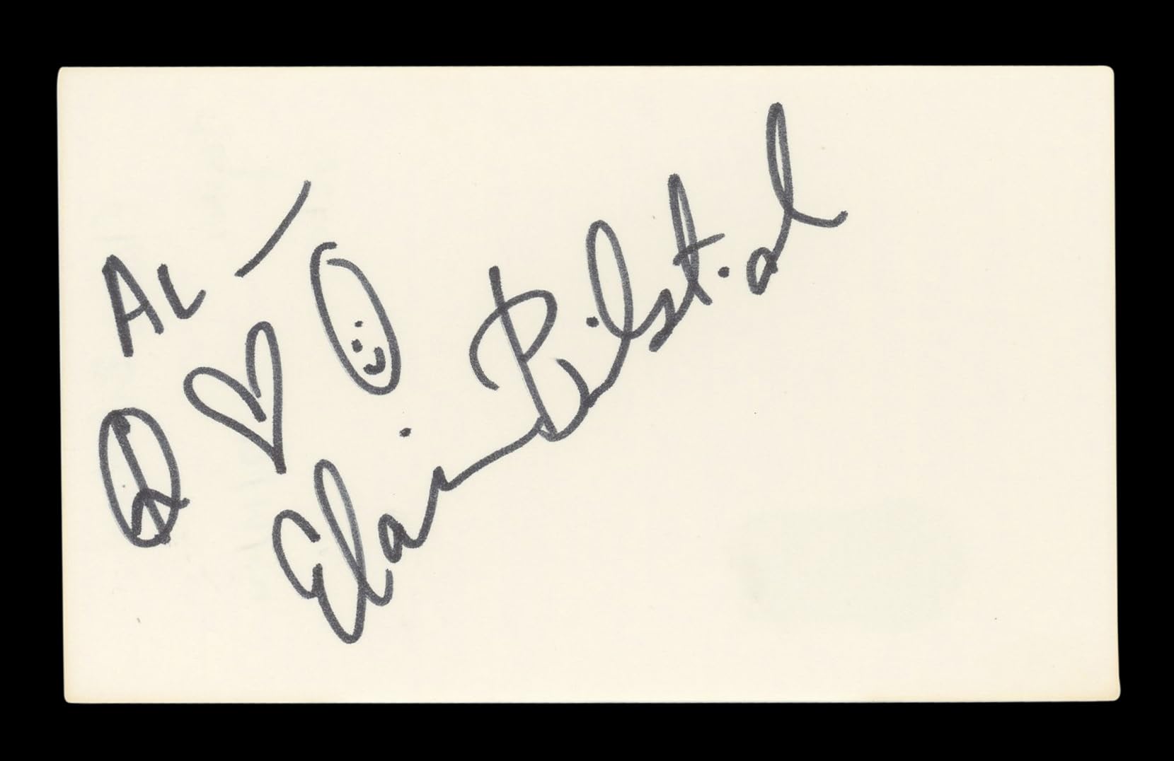 Elaine Bilstad The Vampire "Al-" Signed 3x5 Index Card Autographed BAS #AD70330