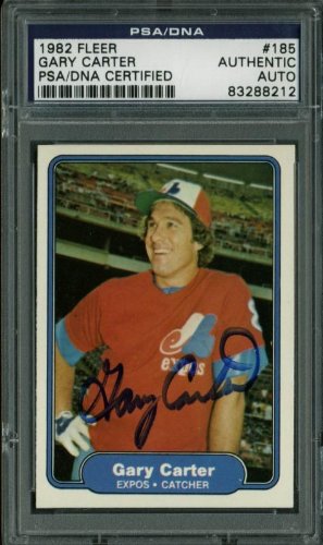 Expos Gary Carter Authentic Signed Card 1982 Fleer #185 PSA/DNA Slabbed