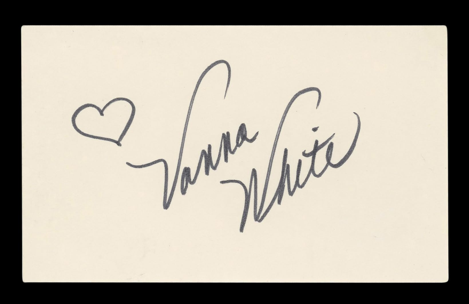 Vanna White Wheel of Fortune Authentic Signed 3x5 Index Card BAS #BL96547