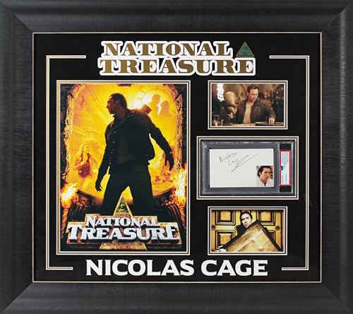 Nicolas Cage National Treasure Signed & Framed 3x5 Index Card Auto 10! PSA Slab