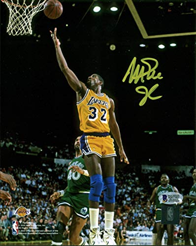 Lakers Magic Johnson Authentic Signed 8x10 Photo Vs Mavericks BAS Witnessed