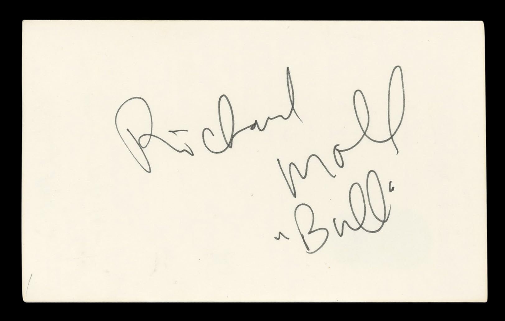 Richard Moll Night Court "Bull" Authentic Signed 3x5 Index Card BAS #BL96557