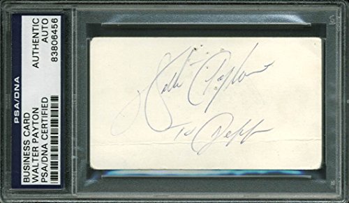 Bears Walter Payton Authentic Signed 2x3.5 Business Card PSA/DNA Slabbed