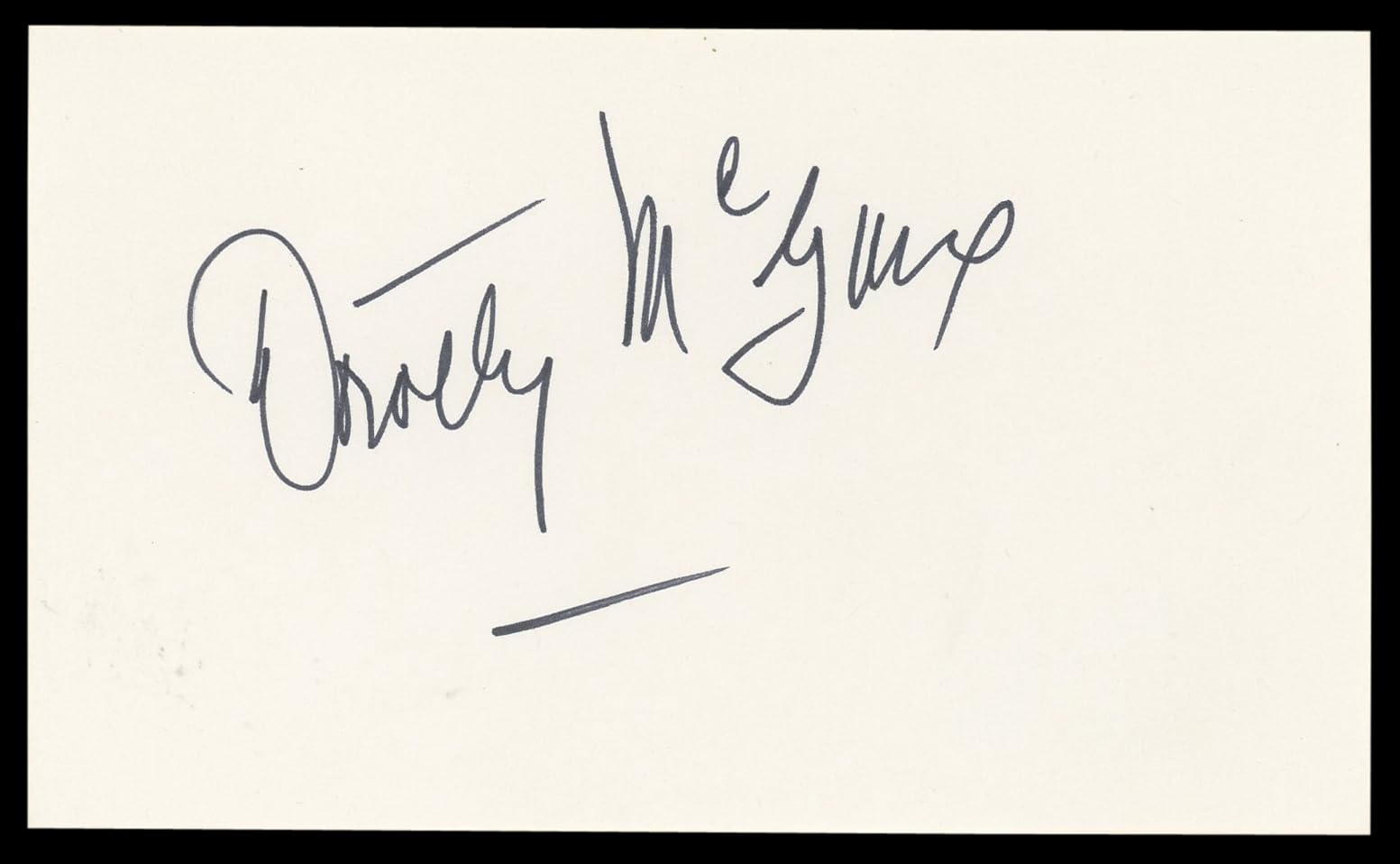 Dorothy McGuire Gentleman's Agreement Signed 3x5 Index Card BAS #BL98869