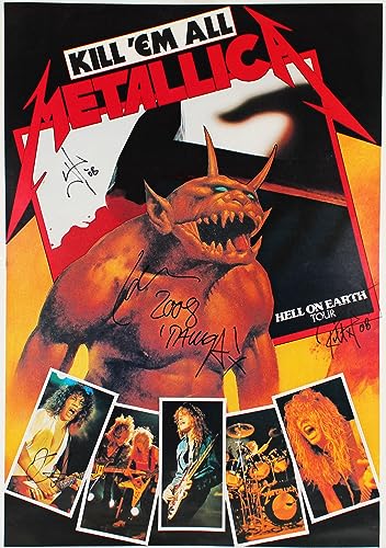 Metallica (4) Hetfield, Hammett, Trujillo & Ulrich Signed 24x33.75 Poster BAS