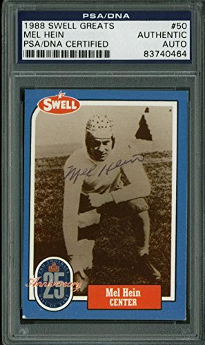 Giants Mel Hein Authentic Signed Card 1988 Swell Greats #50 PSA/DNA Slabbed