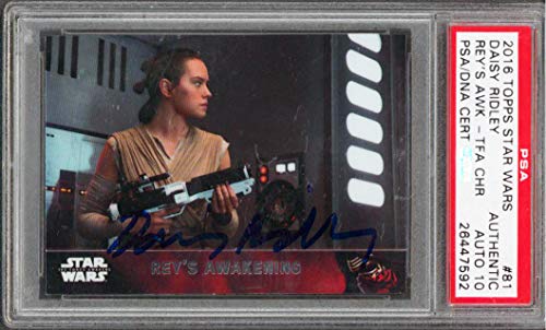 Daisy Ridley Star Wars Signed 2016 Topps Star Wars #81 Card Auto 10! PSA Slabbed
