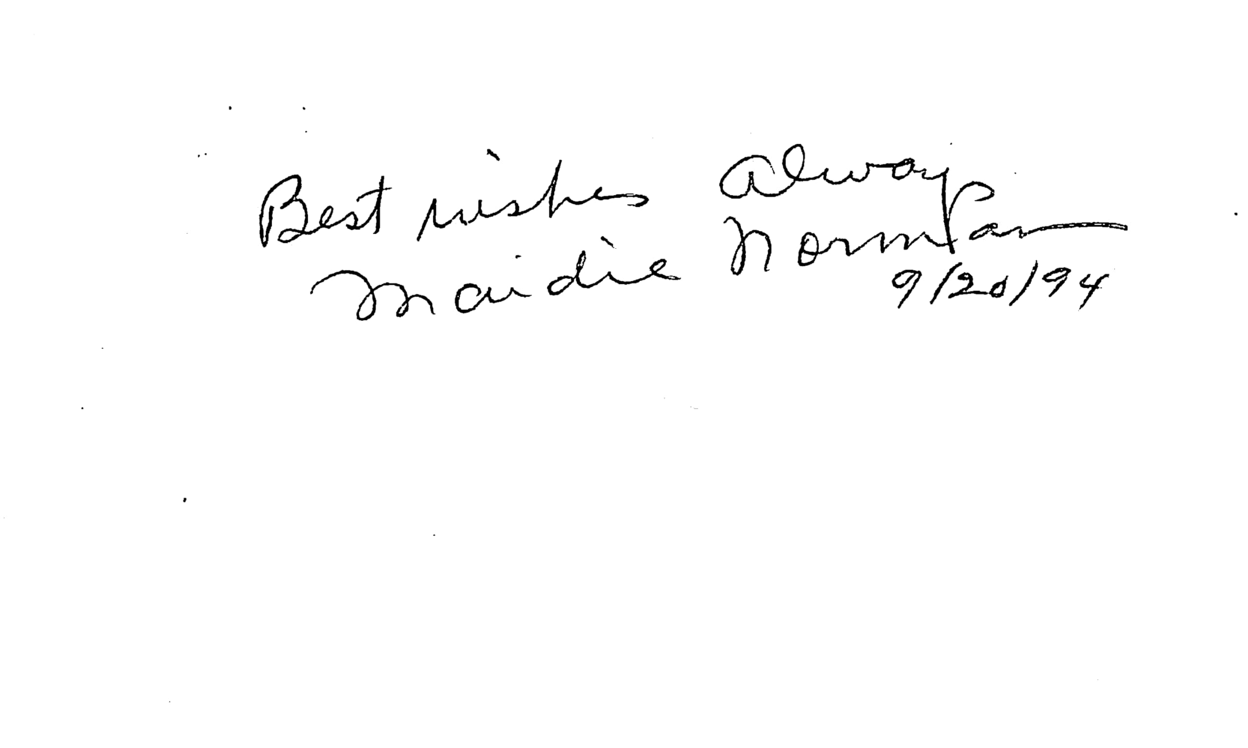 Maidie Norman What Ever Happened to Baby Jane Signed 3x5 Index Card BAS #BL96248