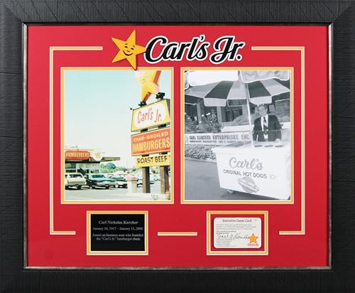 Carl Karcher Carl's Jr. Signed & Framed Executive Guest Card Card BAS #AE09338