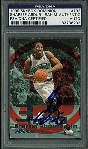 Grizzlies Shareef Abdur-Rahim Signed Card 1999 Skybox Dominion #192 PSA Slabbed