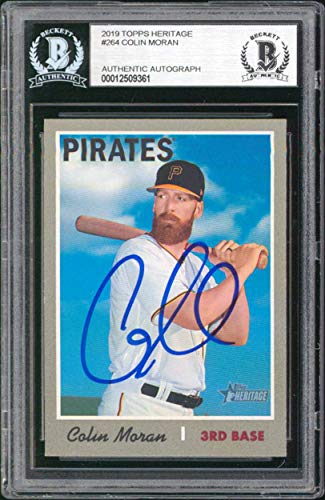 Pirates Colin Moran Signed 2019 Topps Heritage #264 Card BAS Slabbed #12509361