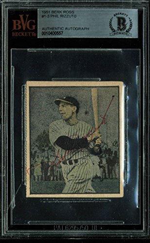 Yankees Phil Rizzuto Authentic Signed 1951 Berk Ross #1-3 Auto Card BAS Slabbed