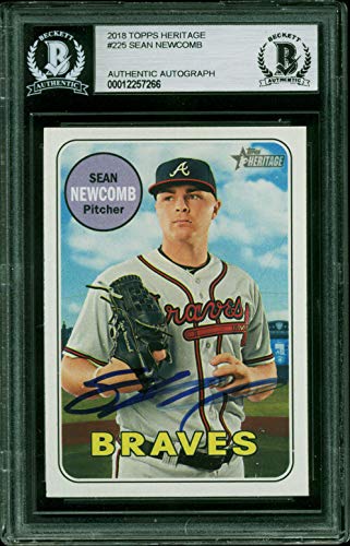 Braves Sean Newcomb Authentic Signed 2018 Topps Heritage #225 Card BAS Slabbed