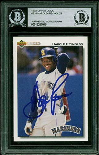 Mariners Harold Reynolds Authentic Signed 1992 Upper Deck #314 Card BAS Slabbed