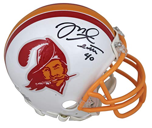 Buccaneers Mike Alstott Signed 76-96 Throwback Rep Mini Helmet BAS Witnessed