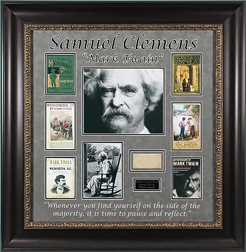 Samuel Clemens "Yours Truly" Signed & Framed 1.75x3.5 Cut Signature BAS #AB76864