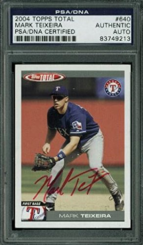 Rangers Mark Teixeira Authentic Signed Card 2004 Topps Total #640 PSA Slabbed
