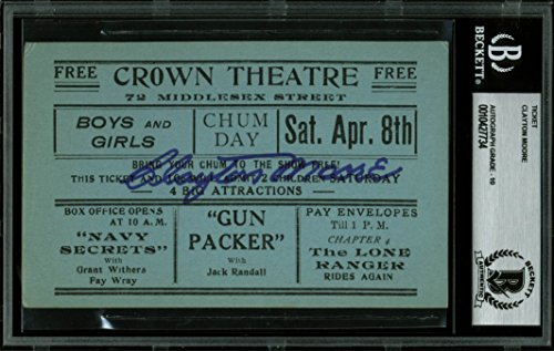 Clayton Moore The Lone Ranger Signed 3x5 Cut Signature Auto Graded 10! BAS Slab