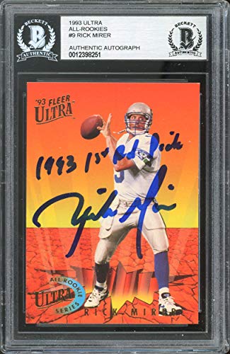 Seahawks Rick Mirer 1st Rd Pick Signed 1993 Ultra All-Rookies #9 Card BAS Slab