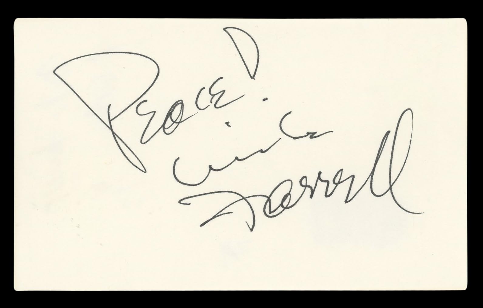 Mike Farrell M*A*S*H "Peace!" Authentic Signed 3x5 Index Card BAS #BL96774