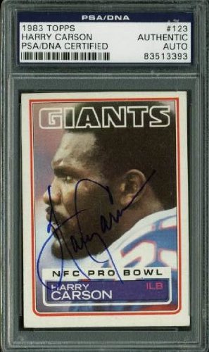 Giants Harry Carson Authentic Signed Card 1983 Topps #123 PSA/DNA Slabbed