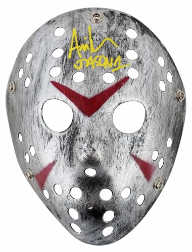 Ari Lehman Friday The 13th "Jason 1" Signed Silver Mask w/ Yellow Sig BAS Wit