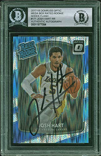 Hornets Josh Hart Signed 2017 Donruss Optic RR Shock Flash #171 Card BAS Slabbed