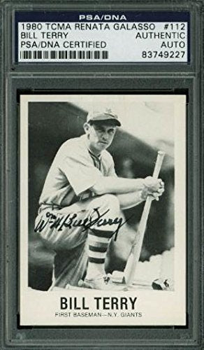 Giants Bill Terry Signed Card 1980 Tcma Renata Galasso #112 PSA/DNA Slabbed