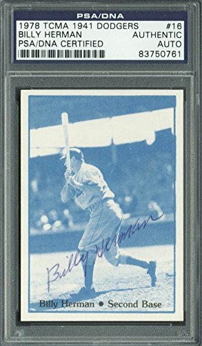 Dodgers Billy Herman Authentic Signed Card 1978 TCMA 1941 #16 PSA/DNA Slabbed