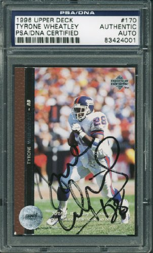 Giants Tyrone Wheatley Authentic Signed Card 1996 Upper Deck 170 PSA/DNA Slabbed