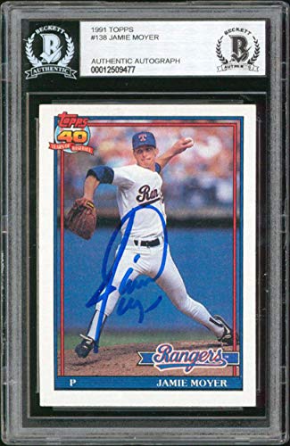 Rangers Jamie Moyer Authentic Signed 1991 Topps #138 Card BAS Slabbed