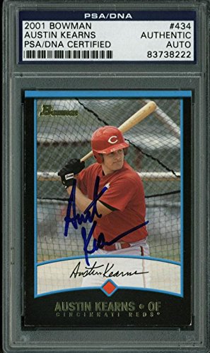Reds Austin Kearns Authentic Signed Card 2001 Bowman #434 PSA/DNA Slabbed