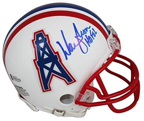 Oilers Warren Moon "HOF 06" Signed 81-96 Throwback Rep Mini Helmet BAS Witnessed