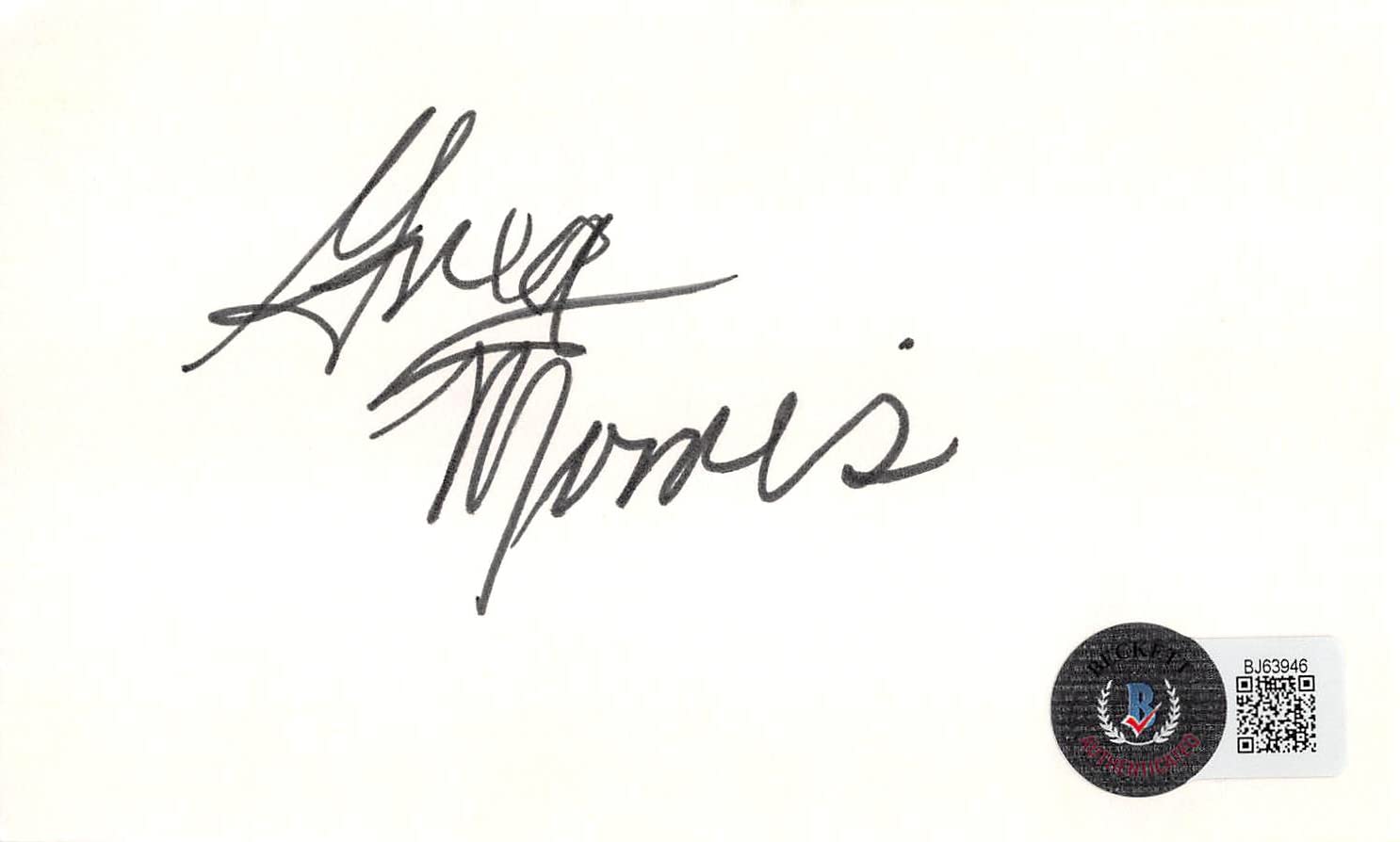 Greg Morris Mission: Impossible Authentic Signed 3x5 Index Card BAS #BJ63946