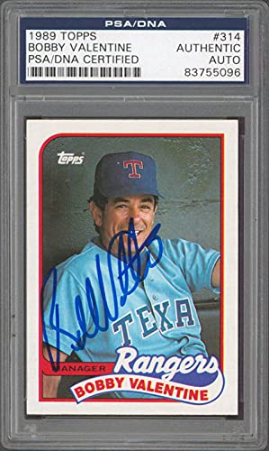 Rangers Bobby Valentine Authentic Signed Card 1989 Topps #314 PSA/DNA Slabbed