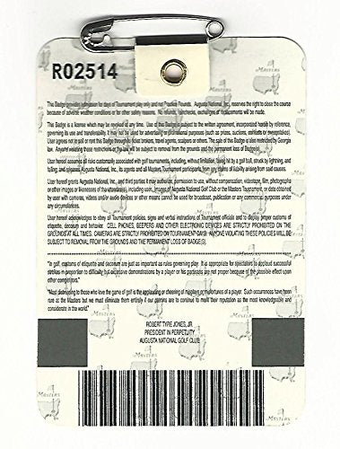 2003 Masters Augusta National Golf Club Badge Ticket Mark Weir Wins PGA