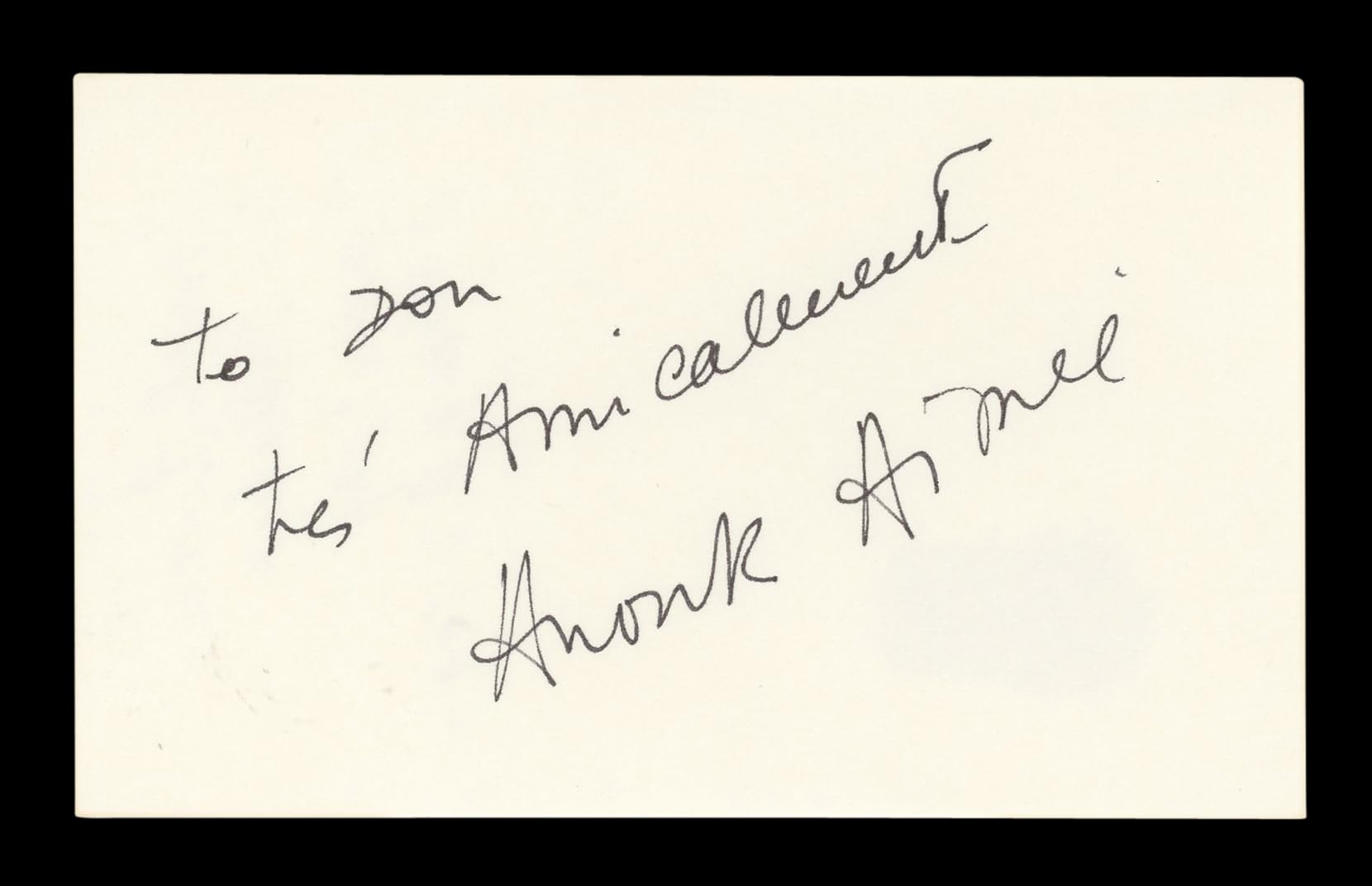 Anouk Aimée Lola "To Don" Signed 3x5 Index Card Autographed BAS #AD70311
