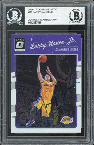 Lakers Larry Nance Jr. Authentic Signed 2016 Donruss Optic #63 Card BAS Slabbed