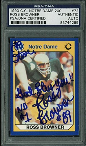 Ross Browner Authentic Signed Card 1990 C.C. Notre Dame 200 #72 PSA/DNA Slabbed